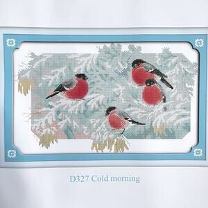 Birds Cold Morning Stamped Cross Stitch Kit Maydear 21" x 14" Winter Bird New